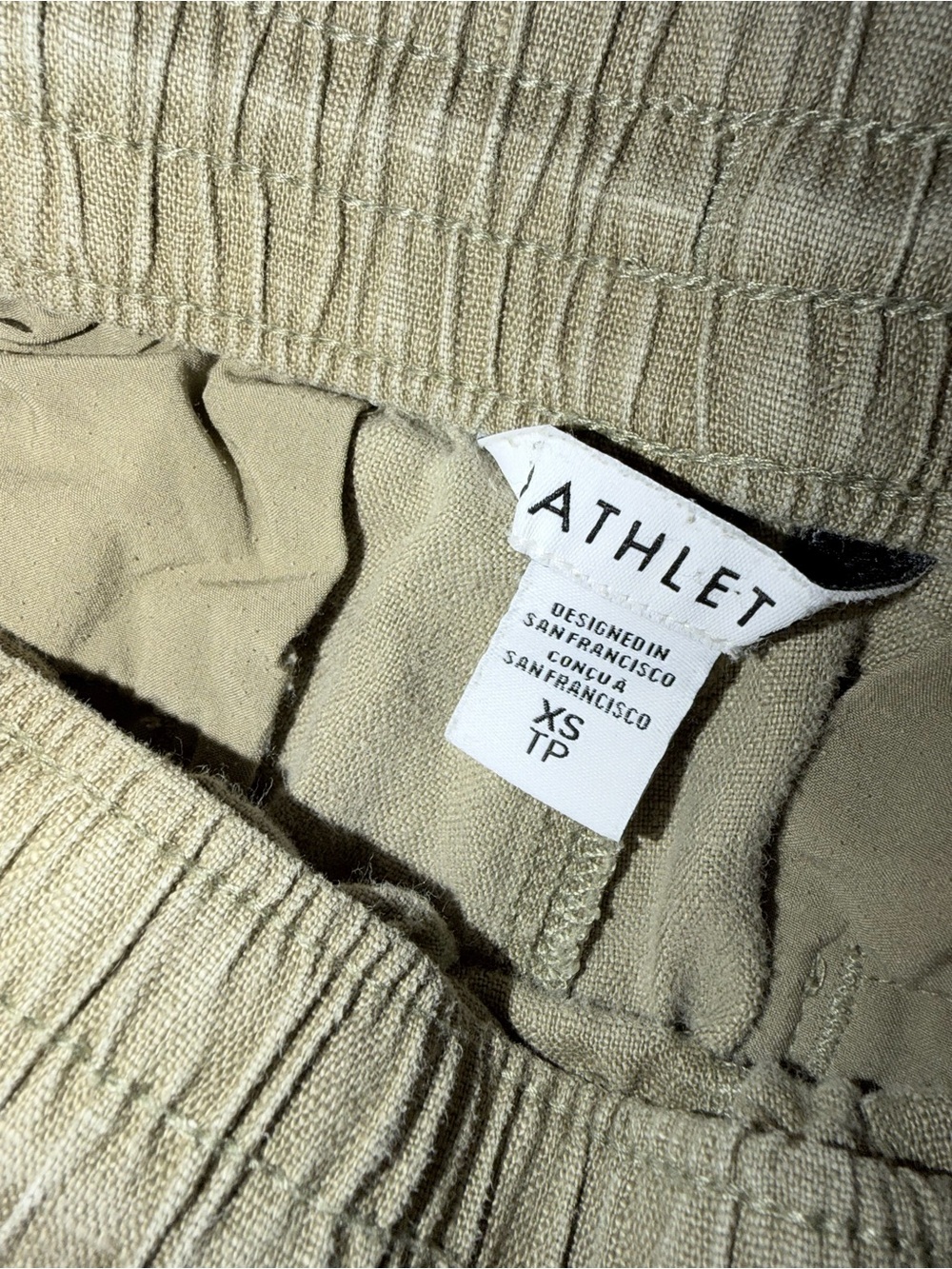 Athleta Retreat 100% Linen Wide Leg Crop Pants XS Olive Green - Picture 4 of 7